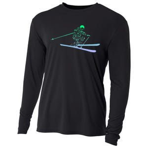 Silhouette Ski Icon For Skiier Ski Skiing Cooling Performance Long Sleeve Crew