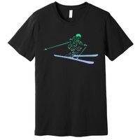 Silhouette Ski Icon For Skiier Ski Skiing Premium T-Shirt