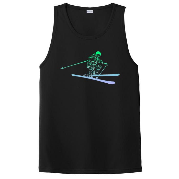 Silhouette Ski Icon For Skiier Ski Skiing PosiCharge Competitor Tank