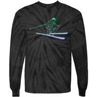 Silhouette Ski Icon For Skiier Ski Skiing Tie-Dye Long Sleeve Shirt