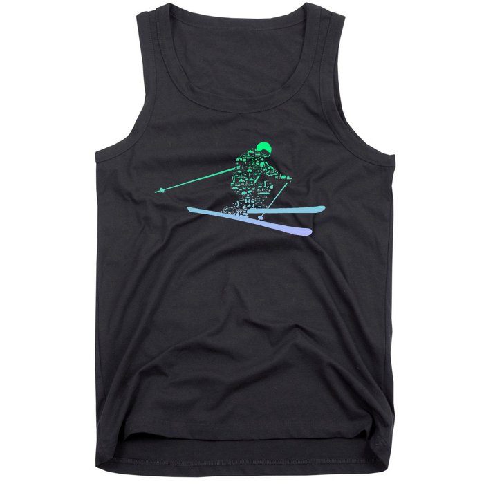 Silhouette Ski Icon For Skiier Ski Skiing Tank Top