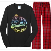 Social Studies Is My Jam Skeleton History Teacher Costume Long Sleeve Pajama Set