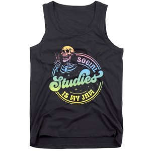 Social Studies Is My Jam Skeleton History Teacher Costume Tank Top