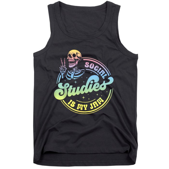 Social Studies Is My Jam Skeleton History Teacher Costume Tank Top