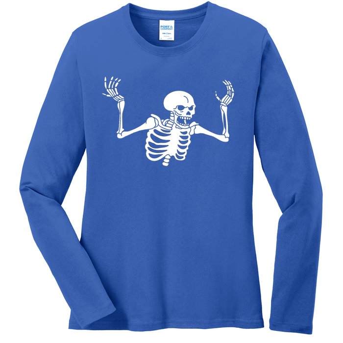 Spooking Spooktober Intensifies Skeleton Spooky Meme Gift Ladies Long Sleeve Shirt