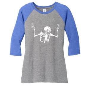 Spooking Spooktober Intensifies Skeleton Spooky Meme Gift Women's Tri-Blend 3/4-Sleeve Raglan Shirt