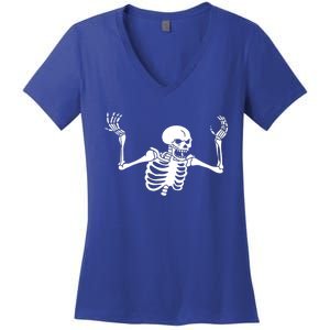 Spooking Spooktober Intensifies Skeleton Spooky Meme Gift Women's V-Neck T-Shirt