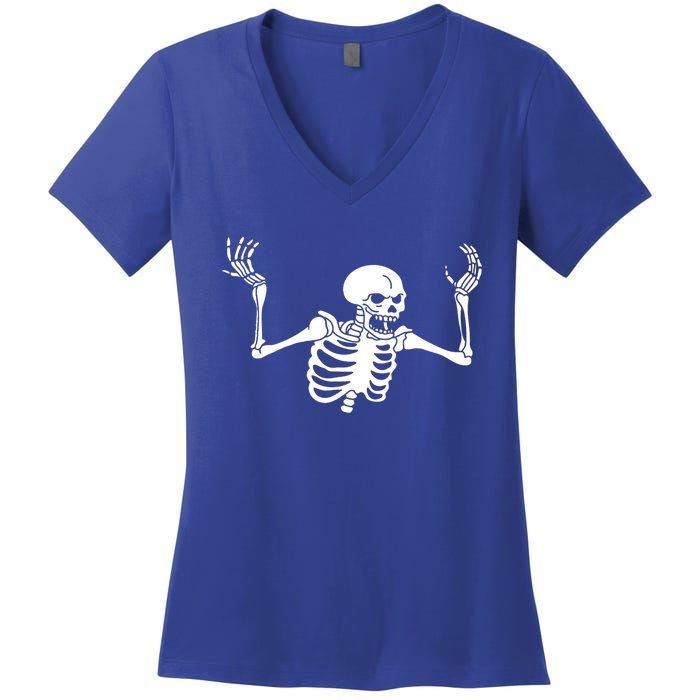 Spooking Spooktober Intensifies Skeleton Spooky Meme Gift Women's V-Neck T-Shirt