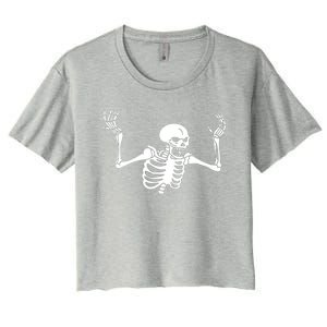 Spooking Spooktober Intensifies Skeleton Spooky Meme Gift Women's Crop Top Tee