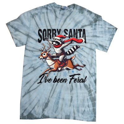 Sorry Santa I’Ve Been Feral Raccoon Riding Horse Tie-Dye T-Shirt