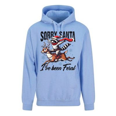 Sorry Santa I’Ve Been Feral Raccoon Riding Horse Unisex Surf Hoodie