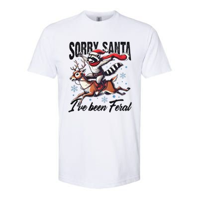 Sorry Santa I’Ve Been Feral Raccoon Riding Horse Softstyle CVC T-Shirt