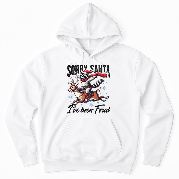 Sorry Santa I’Ve Been Feral Raccoon Riding Horse Hoodie