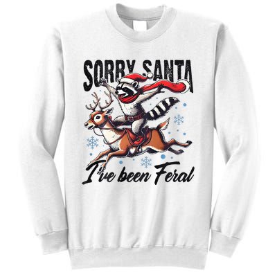 Sorry Santa I’Ve Been Feral Raccoon Riding Horse Sweatshirt