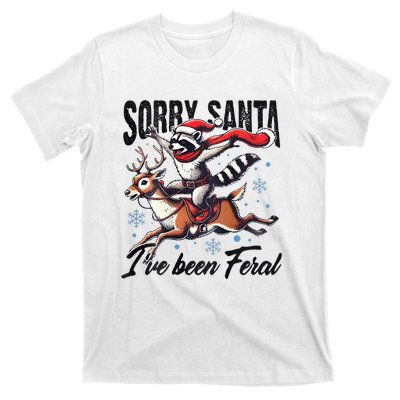 Sorry Santa I’Ve Been Feral Raccoon Riding Horse T-Shirt