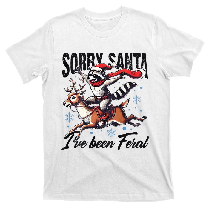 Sorry Santa I’Ve Been Feral Raccoon Riding Horse T-Shirt