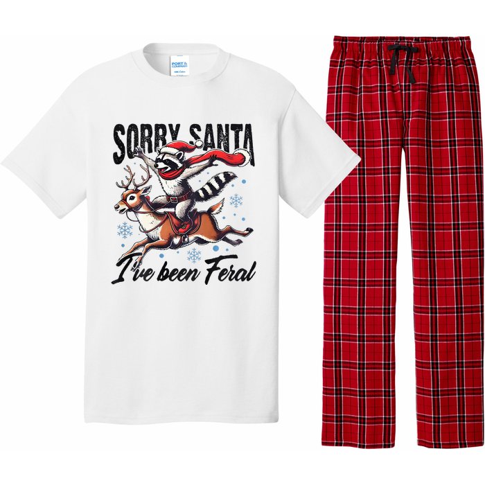 Sorry Santa I’Ve Been Feral Raccoon Riding Horse Pajama Set