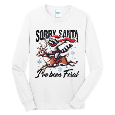 Sorry Santa I’Ve Been Feral Raccoon Riding Horse Tall Long Sleeve T-Shirt