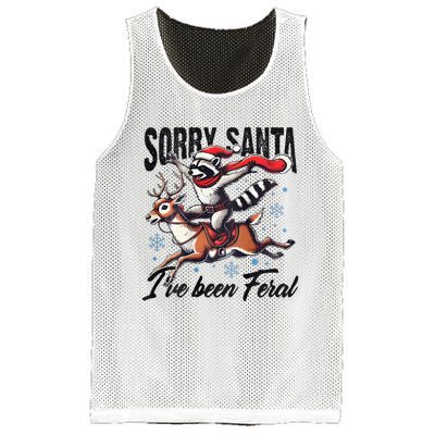 Sorry Santa I’Ve Been Feral Raccoon Riding Horse Mesh Reversible Basketball Jersey Tank