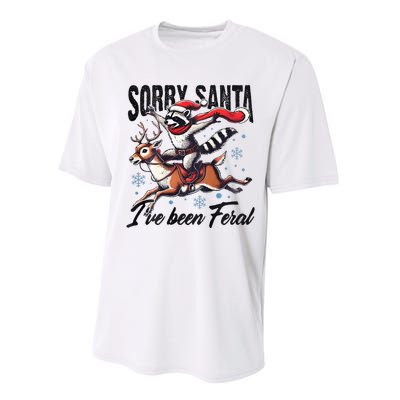 Sorry Santa I’Ve Been Feral Raccoon Riding Horse Performance Sprint T-Shirt