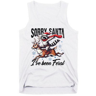 Sorry Santa I’Ve Been Feral Raccoon Riding Horse Tank Top