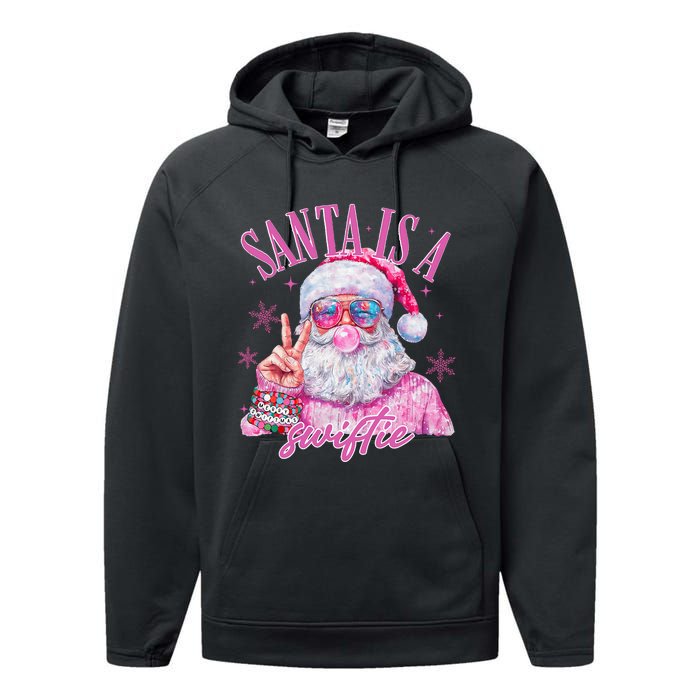 Sunglasses Santa Is A Swifty Santa Christmas Performance Fleece Hoodie