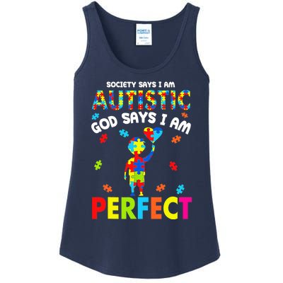 Society Says I'm Autistic God Says I'm Perfect Autism Ladies Essential Tank