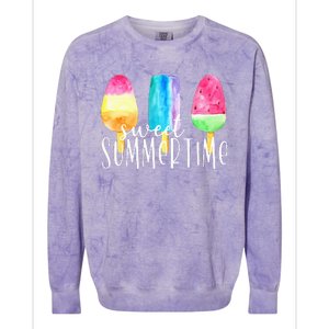 Sweet Summertime Ice Cream Family Vacation Popsicle Beach Colorblast Crewneck Sweatshirt