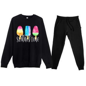 Sweet Summertime Ice Cream Family Vacation Popsicle Beach Premium Crewneck Sweatsuit Set