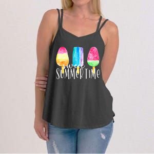 Sweet Summertime Ice Cream Family Vacation Popsicle Beach Women's Strappy Tank