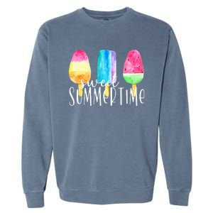 Sweet Summertime Ice Cream Family Vacation Popsicle Beach Garment-Dyed Sweatshirt