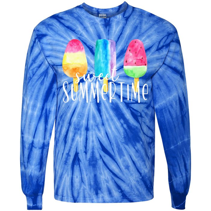 Sweet Summertime Ice Cream Family Vacation Popsicle Beach Tie-Dye Long Sleeve Shirt