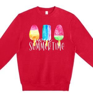 Sweet Summertime Ice Cream Family Vacation Popsicle Beach Premium Crewneck Sweatshirt