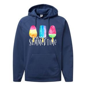 Sweet Summertime Ice Cream Family Vacation Popsicle Beach Performance Fleece Hoodie