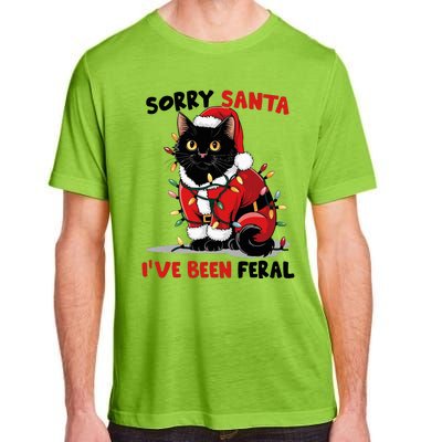 Sorry Santa IVe Been Feral Black Cat Christmas Funny Adult ChromaSoft Performance T-Shirt