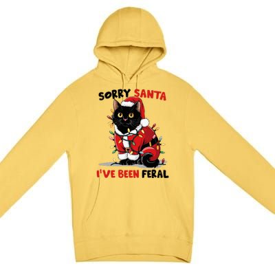 Sorry Santa IVe Been Feral Black Cat Christmas Funny Premium Pullover Hoodie