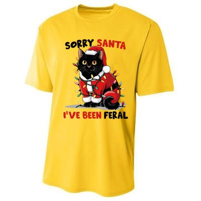 Sorry Santa IVe Been Feral Black Cat Christmas Funny Performance Sprint T-Shirt