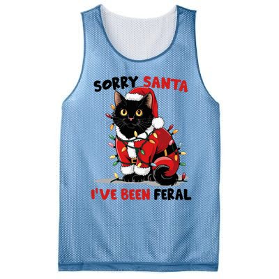 Sorry Santa IVe Been Feral Black Cat Christmas Funny Mesh Reversible Basketball Jersey Tank