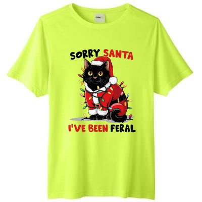 Sorry Santa IVe Been Feral Black Cat Christmas Funny Tall Fusion ChromaSoft Performance T-Shirt