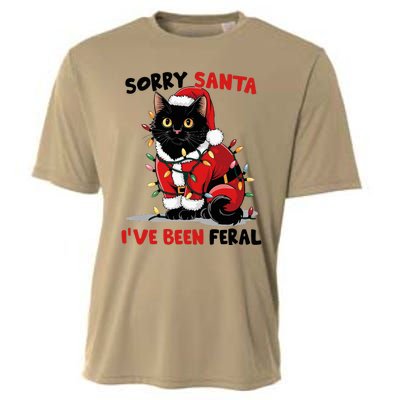 Sorry Santa IVe Been Feral Black Cat Christmas Funny Cooling Performance Crew T-Shirt