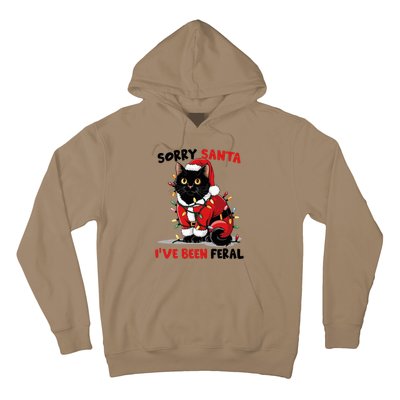 Sorry Santa IVe Been Feral Black Cat Christmas Funny Hoodie