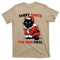 Sorry Santa IVe Been Feral Black Cat Christmas Funny T-Shirt