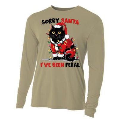 Sorry Santa IVe Been Feral Black Cat Christmas Funny Cooling Performance Long Sleeve Crew