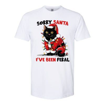 Sorry Santa IVe Been Feral Black Cat Christmas Funny Softstyle CVC T-Shirt