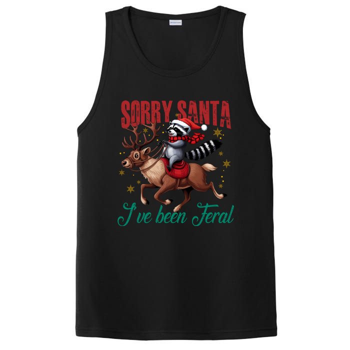 Sorry Santa Ive Been Feral Raccoon Riding Reindeer Christmas Xmas Holiday PosiCharge Competitor Tank