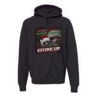 Snazzy Seagull ItS The Season Of Giving So IM Giving Up Christmas Raccoon Premium Hoodie