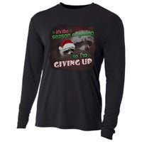 Snazzy Seagull ItS The Season Of Giving So IM Giving Up Christmas Raccoon Cooling Performance Long Sleeve Crew