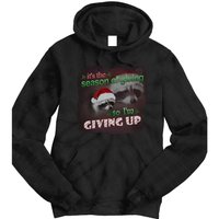 Snazzy Seagull ItS The Season Of Giving So IM Giving Up Christmas Raccoon Tie Dye Hoodie