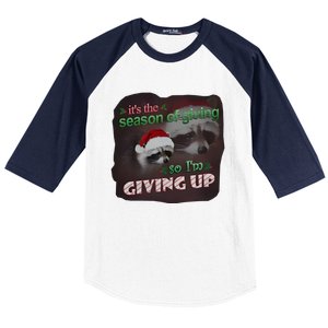 Snazzy Seagull ItS The Season Of Giving So IM Giving Up Christmas Raccoon Baseball Sleeve Shirt