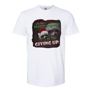 Snazzy Seagull ItS The Season Of Giving So IM Giving Up Christmas Raccoon Softstyle CVC T-Shirt